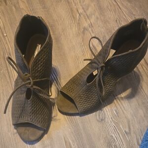 Audrey Brooke Brown Peep-Toe Heels